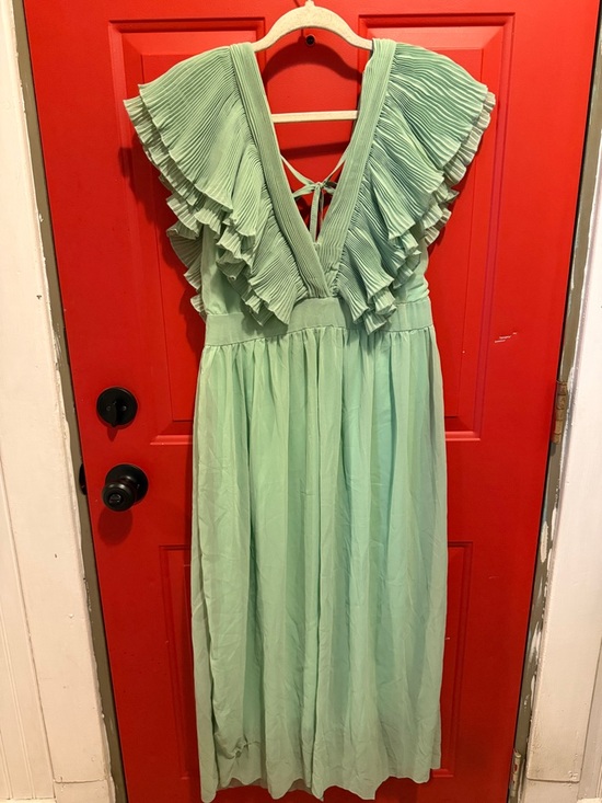 Dresses & Skirts - Mint Green Pleated Ruffle Maxi Dress